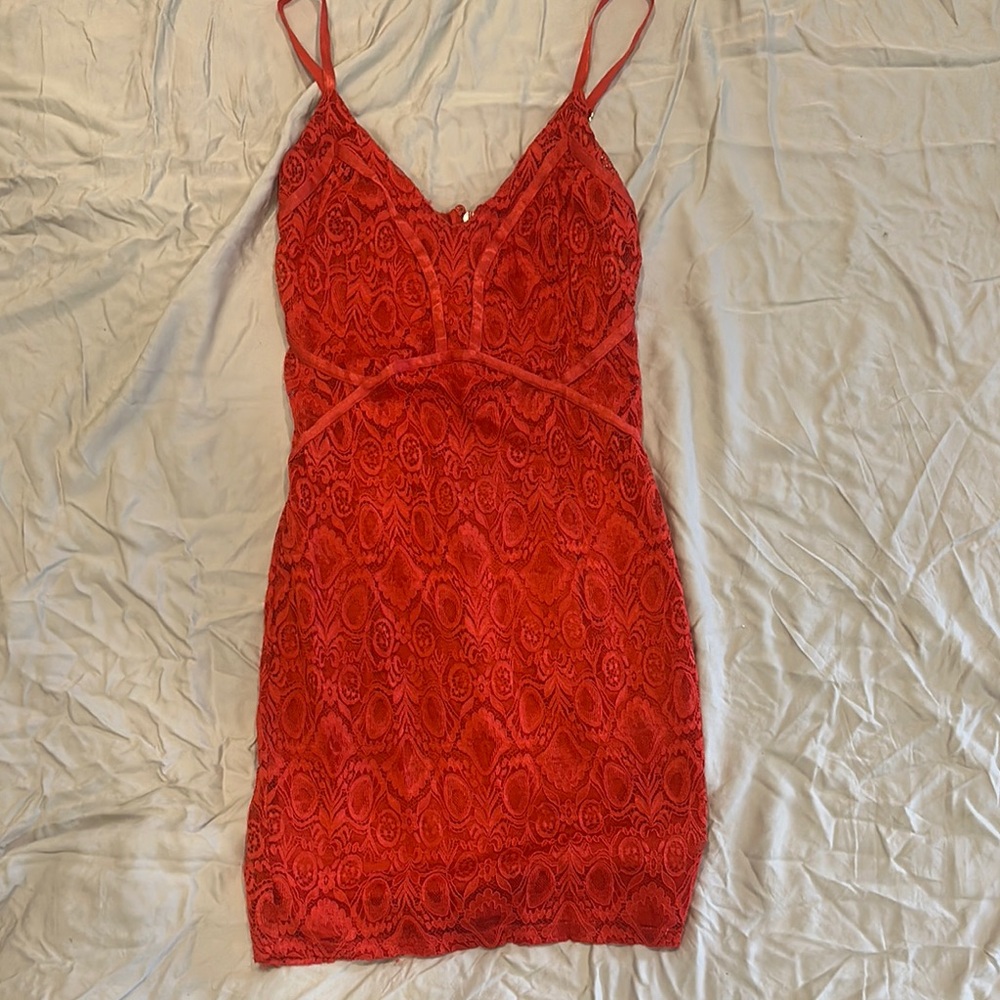 Red Lace Spaghetti Strap Dress